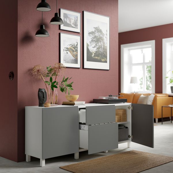 Комбинация для хранения с ящиками, белый/ВЭСТЕРВИК/СТУБ темно-серый 180x42x74 см IKEA BESTÅ БЕСТО 394.355.39 - фото 2