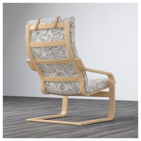 Кресло ПОЭНГ, березовый шпон, Висланда черный/белый - схема-чертеж с размерами