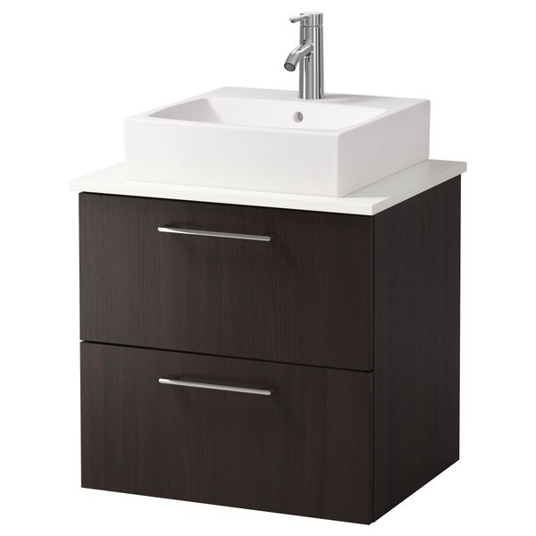 Шк п-раковину/столешн45x45/раковина ГОДМОРГОН/АЛДЕРН / ТОРНВИКЕН, черно-коричневый, белый (62x49x72 см) - схема-чертеж с размерами