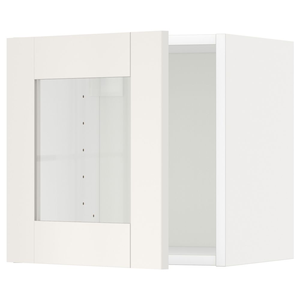 Навесной шкаф со стеклянной дверью МЕТОД, белый, Сэведаль белый (40x40 см) - схема-чертеж с размерами