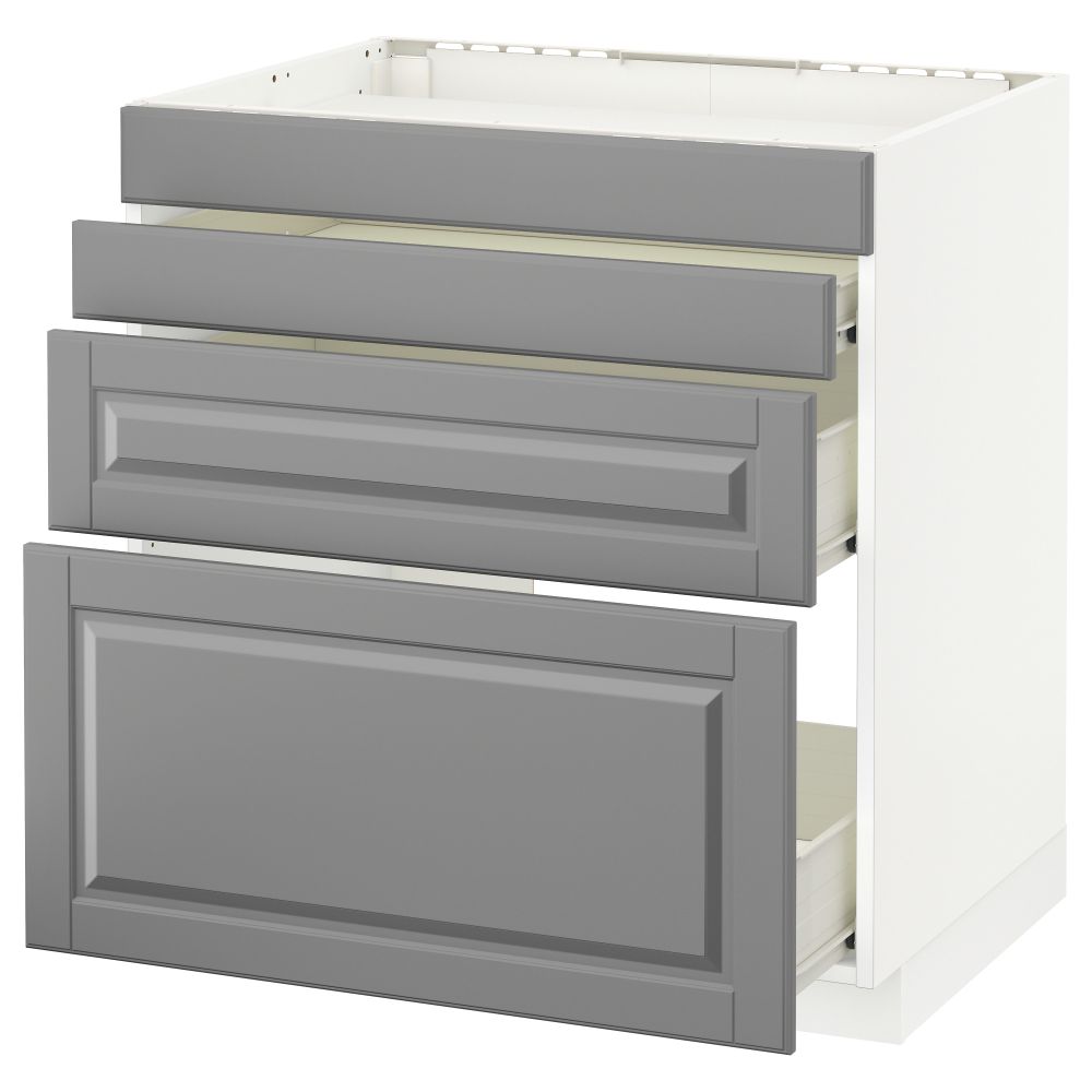 Напольный шкаф для духовки, 4фасада, 3 ящика МЕТОД / ФОРВАРА, белый, Будбин серый - схема-чертеж с размерами