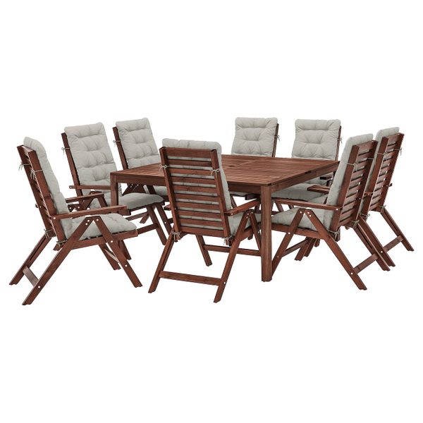Стол+8кресел,д/сада, коричневая морилка/Куддарна серый IKEA ÄPPLARÖ ЭПЛАРО 692.897.77 - фото 1