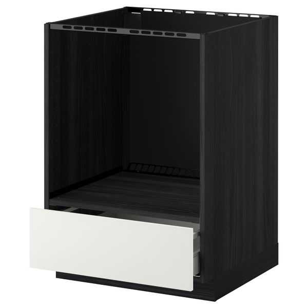 Напольный шкаф для духовки, с ящиком МЕТОД / МАКСИМЕРА, черный, Хэггеби белый (60x60 см) - схема-чертеж с размерами