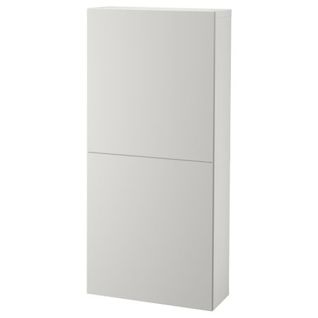 Навесной шкаф с 2 дверями БЕСТО, белый, Лаппвикен светло-серый (60x20x128 см)