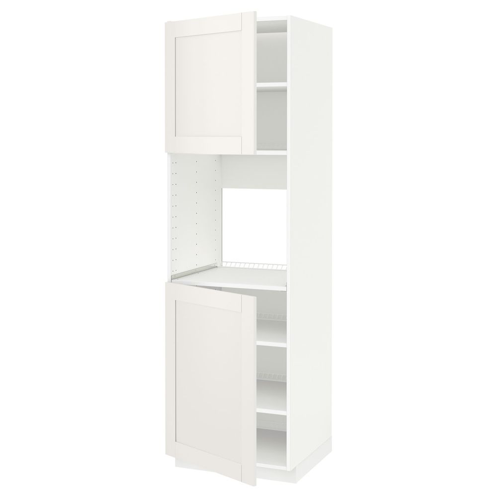 Высокий шкаф для духовки/2дверцы/полки, белый/Сэведаль белый 60x60x200 см IKEA METOD МЕТОД 894.456.11 - фото 1