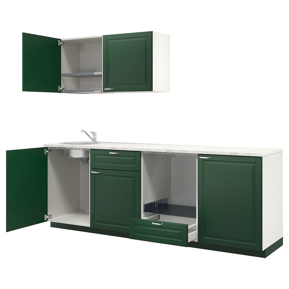 Кухня, белый/Будбин зеленый 240x60x208 см IKEA METOD МЕТОД 994.469.93 - фото 1