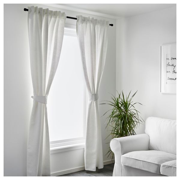 Гардины с прихватом, 1 пара БЛЕКВИВА, белый (145x300 см) - фото 2