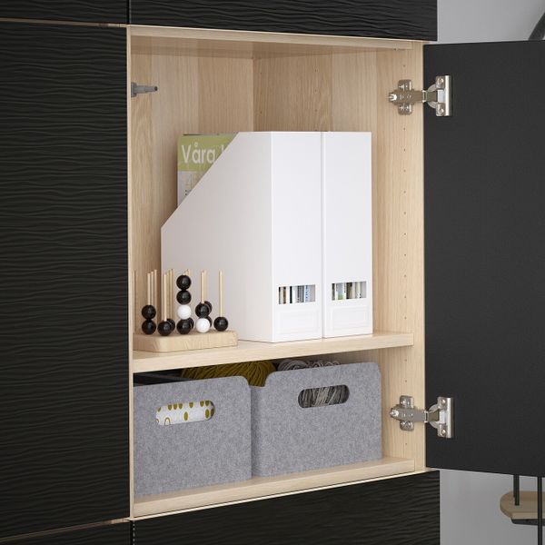 Комбинация для хранения с дверцами, под беленый дуб, Лаксвикен черный 120x40x192 см IKEA БЕСТО 892.471.64 - фото 4