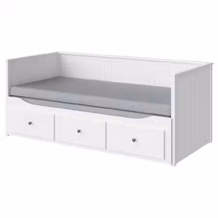 HEMNES Кушетка с 2 матрасами/3ящиками - белый/Ågotnes жесткий 80x200 см