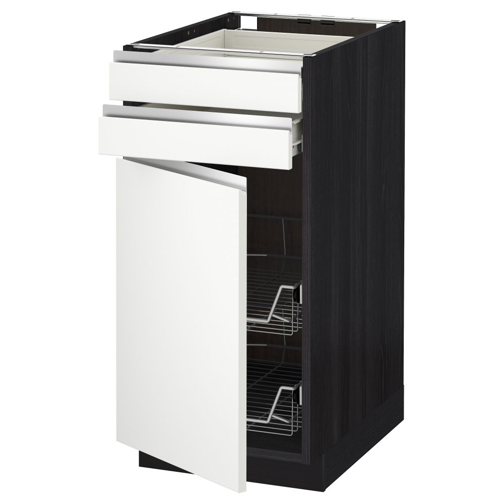 Напольный шкаф, дверца, 2 ящика, проволочных корзин МЕТОД / ФОРВАРА, черный, Нодста белый - схема-чертеж с размерами