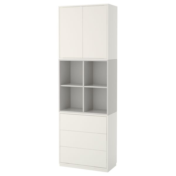 Комбинация шкафов с цоколем ЭКЕТ, белый, светло-серый (70x35x213 см) - фото 1