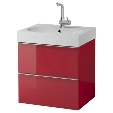Шкаф для раковины с 2 ящиками ГОДМОРГОН / БРОВИКЕН, красный