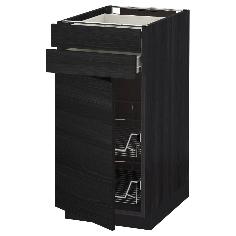 Напольный шкаф, дверца, 2 ящика, проволочных корзин МЕТОД / ФОРВАРА, черный, Тингсрид черный - схема-чертеж с размерами