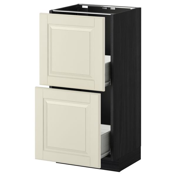 Напольный шкаф с 2 ящиками МЕТОД / ФОРВАРА, черный, Будбин белый с оттенком - схема-чертеж с размерами