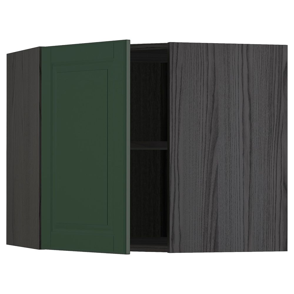 Угловой навесной шкаф с полками, черный/Будбин темно-зеленый 68x60 см IKEA МЕТОД 593.132.78 - схема-чертеж с размерами