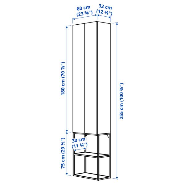 Комбинация для хранения, антрацит, серый каркас, 60x32x255 см IKEA BEGIVENHET БЕГИВЕНХЕТ 595.479.13 - схема-чертеж с размерами