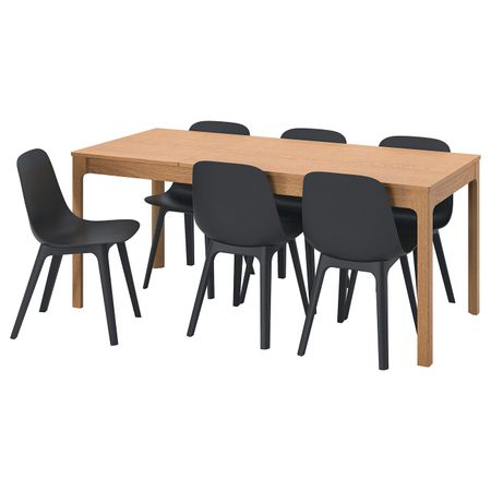 Стол и 6 стульев, дуб/антрацит 120/180 см IKEA EKEDALEN ЭКЕДАЛЕН / ODGER ОДГЕР 194.830.22