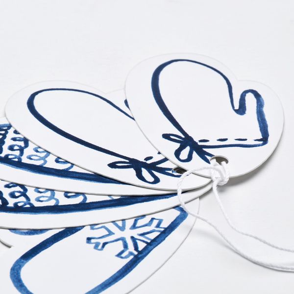 Ярлыки для/подарков, белый, синий, 4.5x7 см IKEA ВИНТЕР 2019 604.344.77 - схема-чертеж с размерами