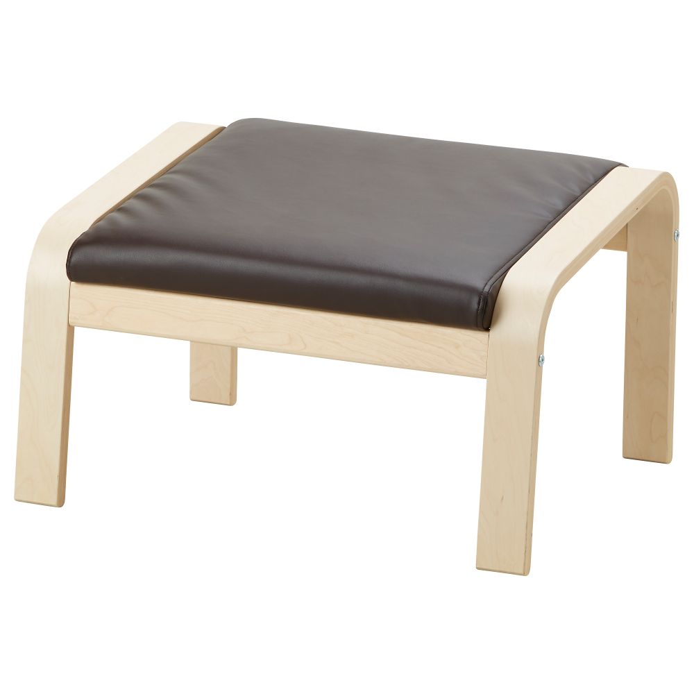 Табурет для ног ПОЭНГ, березовый шпон, Кимстад темно-коричневый - схема-чертеж с размерами