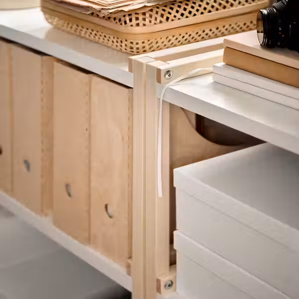 EKENABBEN Открытый стеллаж - осина/белый 70x34x154 см - фото 5