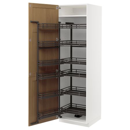 Высокий шкаф с выдвижным модулем, 60x60x200 см, белый IKEA METOD МЕТОД 994.720.34