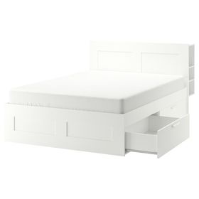 BRIMNES Каркас кровати с изголовьем - белый/Lönset 160x200 см