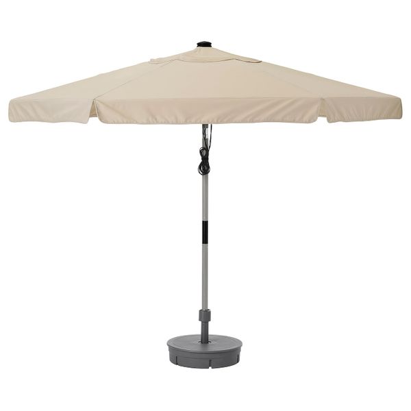 Зонт от солнца с опорой, под серое дерево бежевый/Гритэ 300 см IKEA BETSÖ БЕТСО / VÅRHOLMEN ВОРХОЛЬМЕН 493.247.05 - фото 1