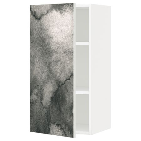 Шкаф навесной с полкой МЕТОД, белый, Кальвиа с печатным рисунком
