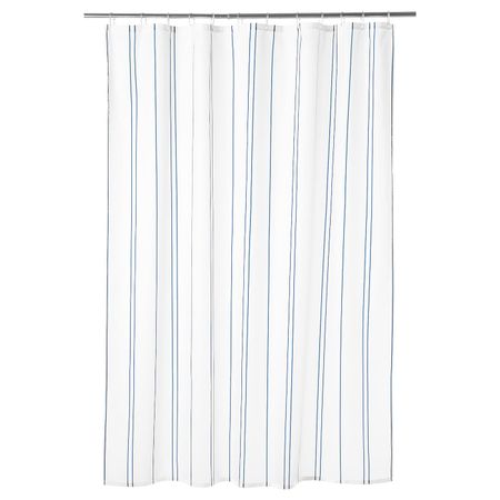 Штора для ванной, белый, синий 180x200 см IKEA ОТТШЁН 004.175.41