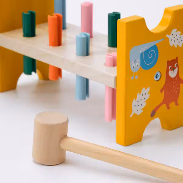 UPPSTÅ Блок с колышками и молотком - разноцветный - схема-чертеж с размерами