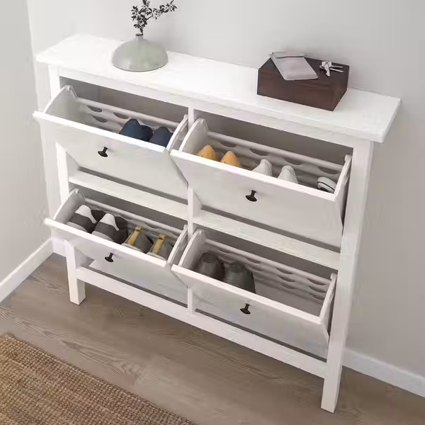 HEMNES Галошница, 4 отделения - белый 107x22x101 см - фото 3