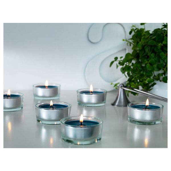 Аромат свеча в металической подставке СИНЛИГ, морской бриз, бирюзовый - фото 3