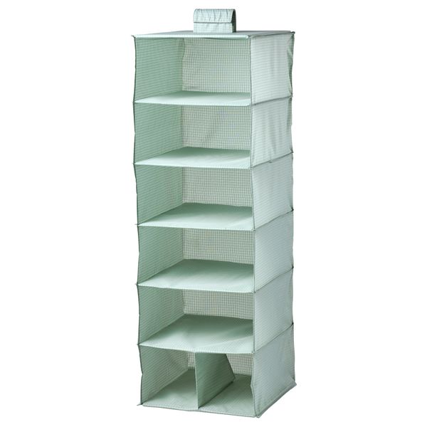 Модуль для хранения, 7 отделений, 30x30x90 см, светлый серо-зеленый IKEA STUK СТУК 705.276.83 - фото 1