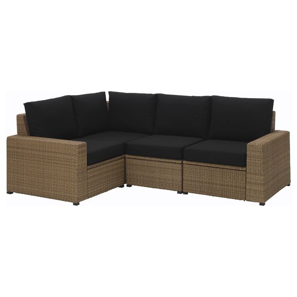 Садовый угловой диван 3 + 1 СОЛЛЕРОН, коричневый, Кунгсэ черный - фото 1