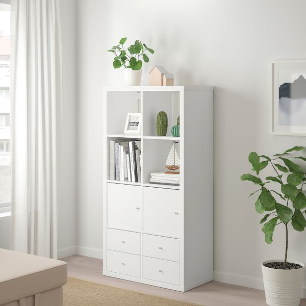 Стеллаж с 4 вставками, белый 77x147 см IKEA KALLAX КАЛЛАКС 192.783.09 - фото 3