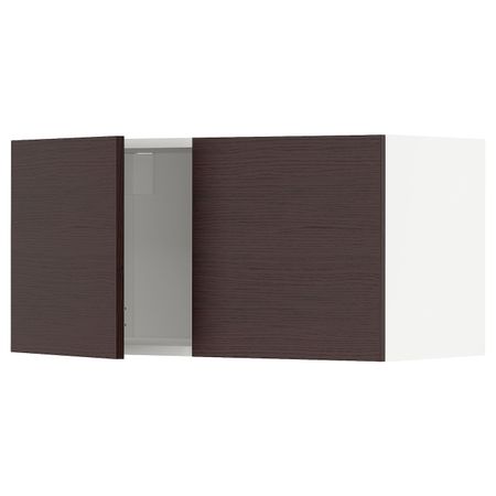 Навесной шкаф с 2 дверцами, белый Аскерсунд/темно-коричневый под ясень 80x40 см IKEA METOD МЕТОД 094.459.26