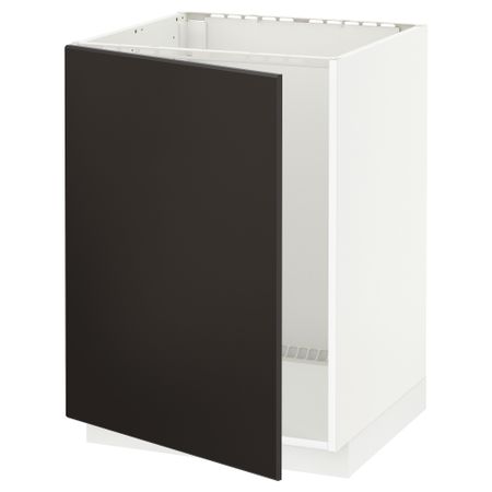 Напольный шкаф для мойки, 60x60 см, белый, Kungsbacka антрацит IKEA METOD МЕТОД 094.654.05