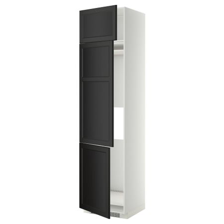 Высокий шкаф для холодильника или морозильника, с 3 дверями МЕТОД, белый, Лаксарби черно-коричневый