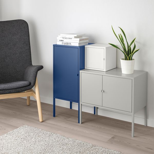 Комбинация для хранения, серый-белый/темно-синий 95x82 см IKEA ЛИКСГУЛЬТ 392.763.90 - фото 2