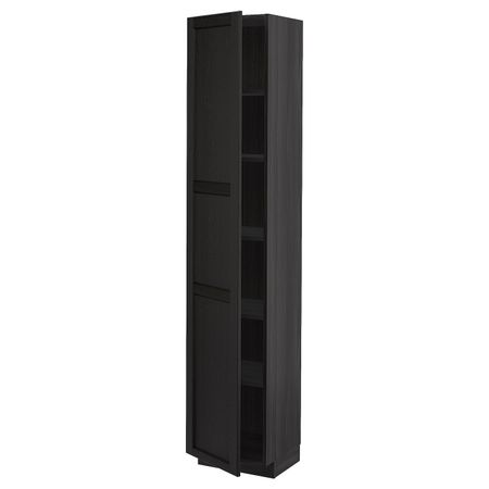 Высокий шкаф с полками, черный/Лерхюттан черная морилка 40x37x200 см IKEA МЕТОД 292.614.74
