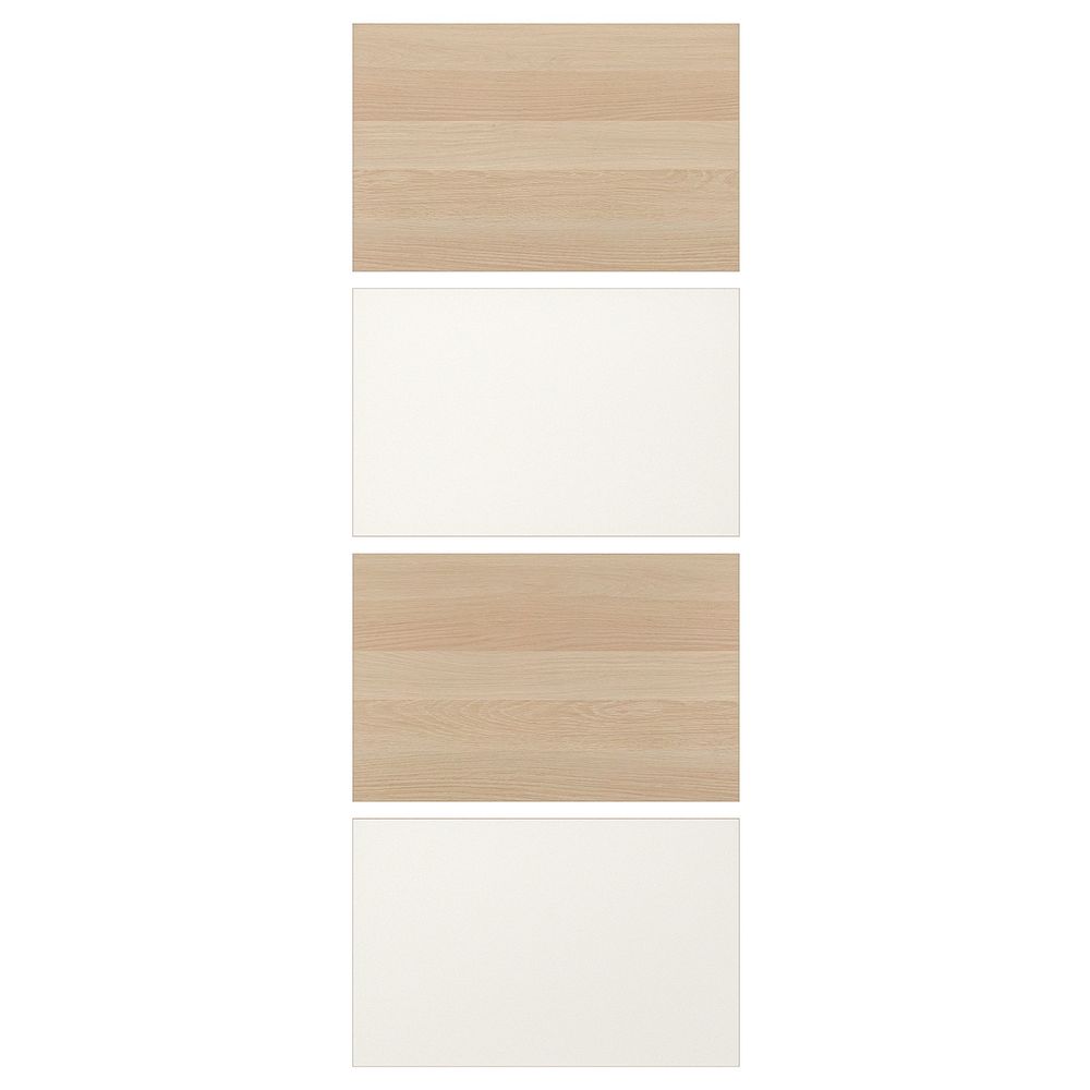 4 панели для рамы раздвижной дверцы, под беленый дуб/белый 75x201 см IKEA MEHAMN МЕХАМН 004.507.24 - фото 1