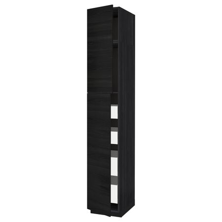 Высокий шкаф/2дверцы/4ящика, черный, Тингсрид черный 40x60x240 см IKEA МЕТОД / МАКСИМЕРА 493.787.17
