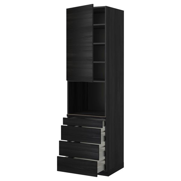 Высокий шкаф для комбинированния СВЧ, 4 ящика МЕТОД / МАКСИМЕРА, черный, Тингсрид черный - схема-чертеж с размерами