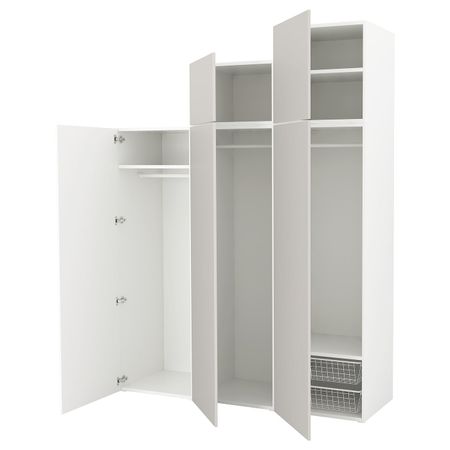Гардероб, белый, Скатваль светло-серый 180x57x241 см IKEA ОПХУС 592.520.86