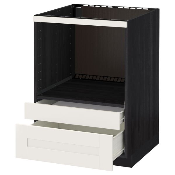 Напольный шкаф для комбинирования СВЧ, ящики МЕТОД / ФОРВАРА, черный, Сэведаль белый (60x60 см) - схема-чертеж с размерами