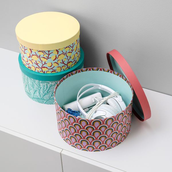 Набор коробок с крышкой, 3шт, разноцветный/бумага IKEA LANKMOJ ЛАНКМОЙ 804.680.08 - фото 4