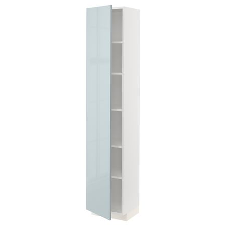 Высокий шкаф с полками, 40x37x200 см, белый, Kallarp серо-синий светлый IKEA METOD МЕТОД 594.789.00