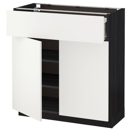 Напольный шкаф + ящик, 2 дверцы МЕТОД / ФОРВАРА, черный, Хэггеби белый