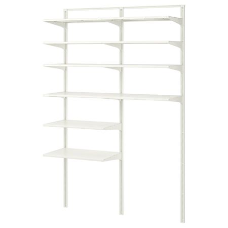 Настенная шина/полки, металлический белый 132x40x196 см IKEA АЛЬГОТ 592.302.35