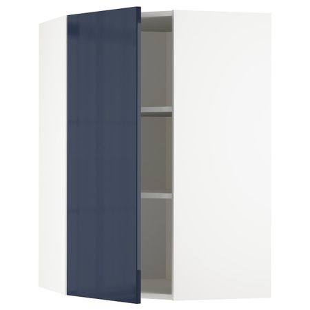 Угловой навесной шкаф с полками, белый/Ерста черно-синий 68x100 см IKEA METOD МЕТОД 292.755.79